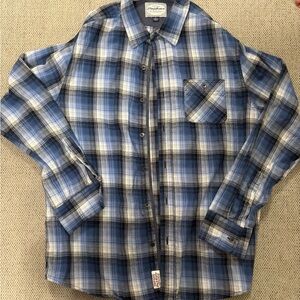 Flag & Anthem Blue and White Plaid Button Down Shirt